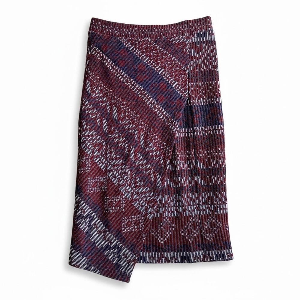 Maeve Anthropologie Carolina Knit Midi Pencil Skirt Asymmetric Faux Wrap M